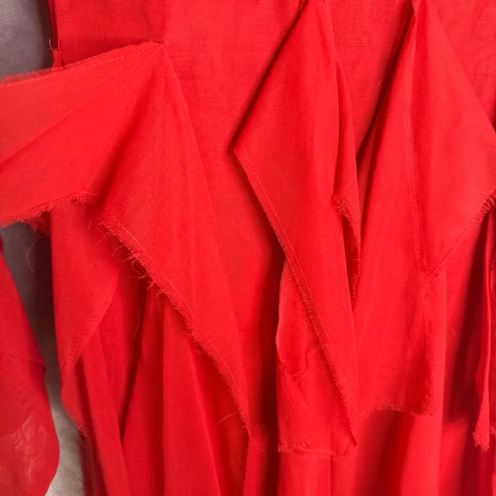 A.W.A.K.E. MODE Deconstructed Ruffled Midi Dress In Red Women's Size 36 US 4 - Picture 5 of 13
